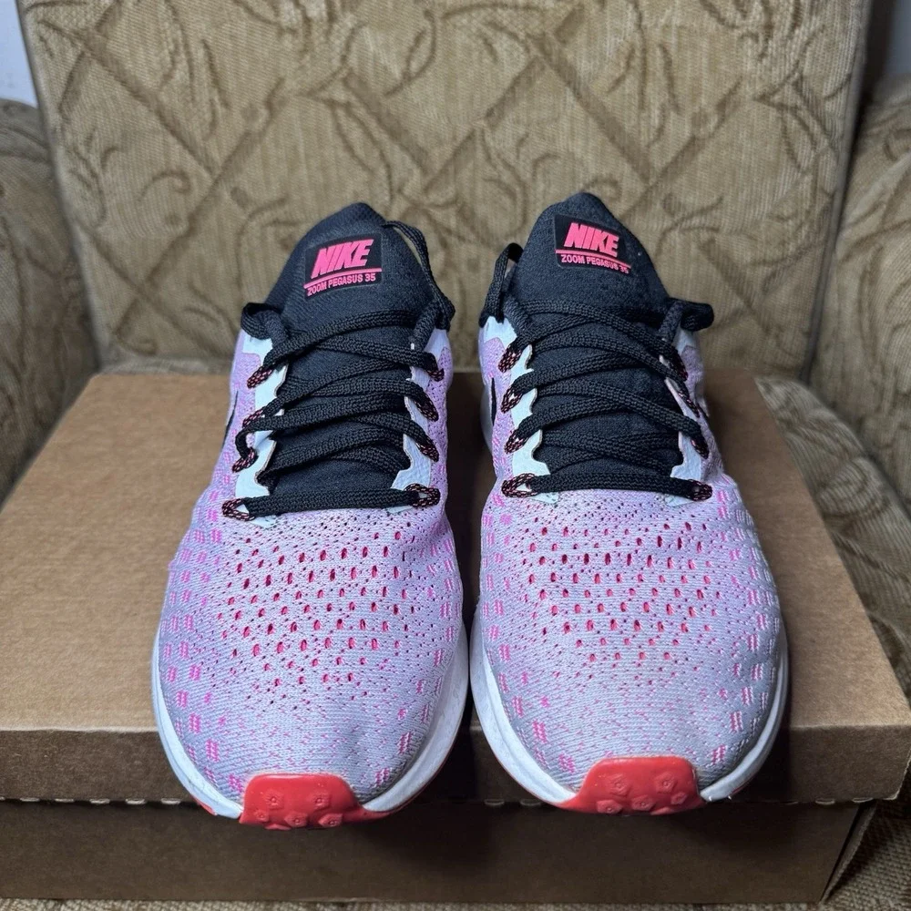 Nike Zoom Pegasus 35 Shoes Womens Size 9.5 Pink Black Running Sneaker 942855-406